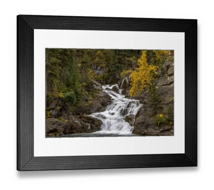Framed Print : Gros Ventre Falls in autumn, Glacier National Park, Montana, USA Framed Print : Gros Ventre Falls in autumn, Glacier National Park, Montana, USA