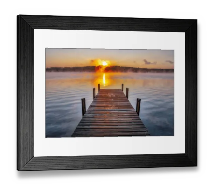 Framed Print : Dock on Long Lake at sunrise, Bridgton, Maine Framed Print : Dock on Long Lake at sunrise, Bridgton, Maine