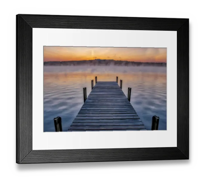 Framed Print : Dock on Long Lake at sunrise, Bridgton, Maine Framed Print : Dock on Long Lake at sunrise, Bridgton, Maine