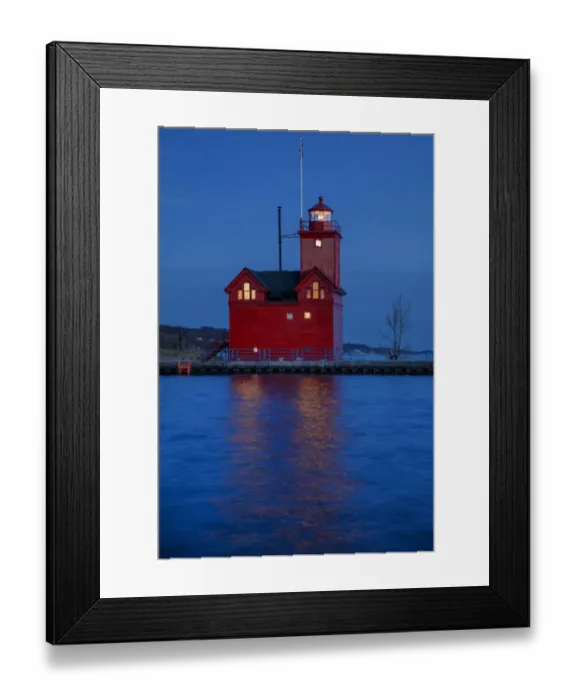 Framed Print : Big Red Lighthouse at dusk, Holland, Michigan Framed Print : Big Red Lighthouse at dusk, Holland, Michigan