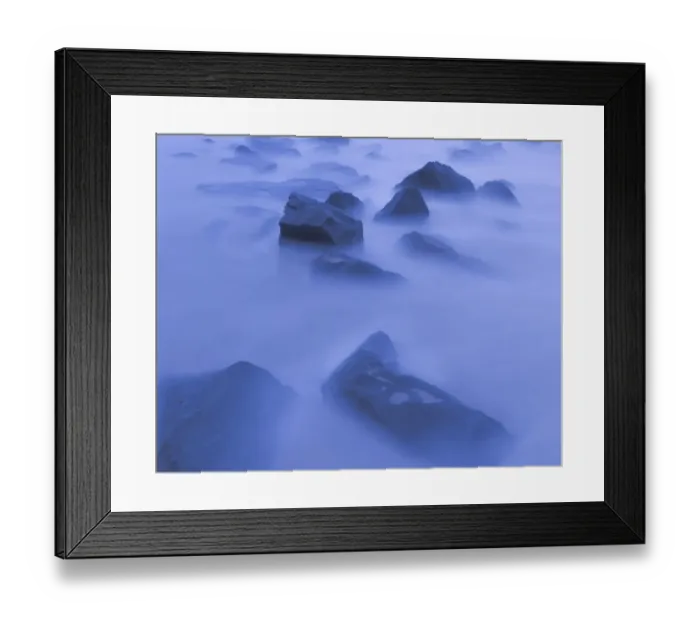 Framed Print : USA, New Jersey, Cape May National Seashore. Sunrise mist on rocky shore Framed Print : USA, New Jersey, Cape May National Seashore. Sunrise mist on rocky shore
