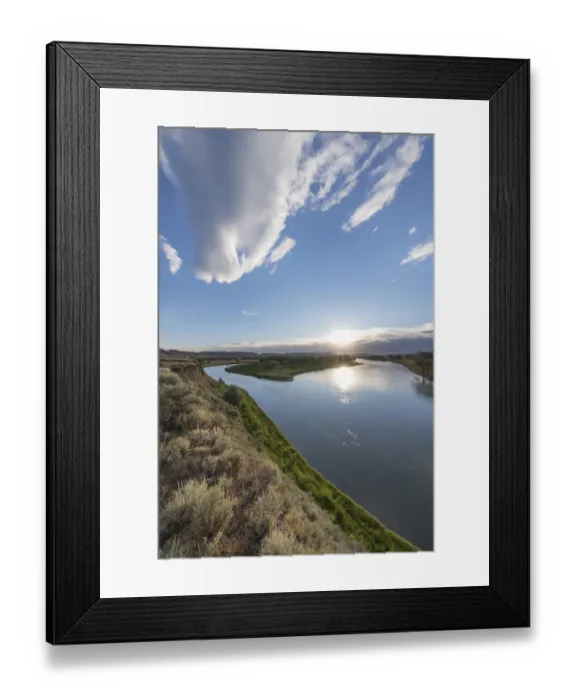 Framed Print : Sunset on the Missouri River near Judith Landing, Upper Missouri River Breaks National Monument, Montana