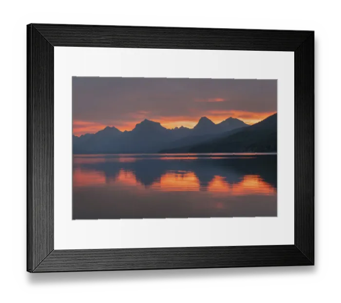 Framed Print : Red sky at dawn, Lake McDonald, Glacier National Park, Montana Framed Print : Red sky at dawn, Lake McDonald, Glacier National Park, Montana