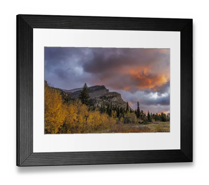 Framed Print : Sunrise clouds over Bear Mountain in Glacier National Park, Montana, USA