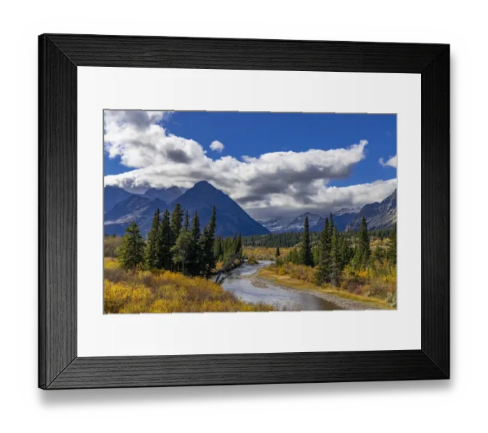 Framed Print : Autumn hues along the Belly River in Glacier National Park, Montana, USA
