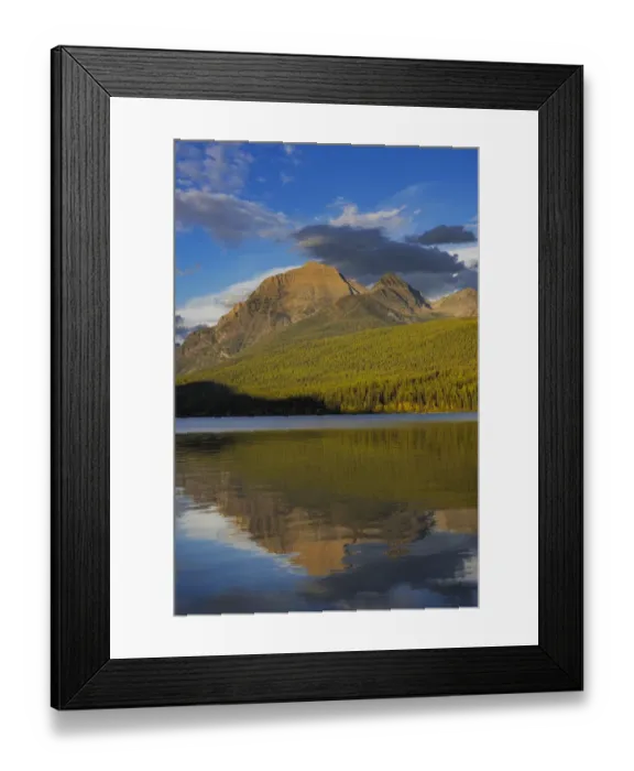 Framed Print : Rainbow Peak reflects in Bowman Lake in Glacier National Park, Montana, USA Framed Print : Rainbow Peak reflects in Bowman Lake in Glacier National Park, Montana, USA