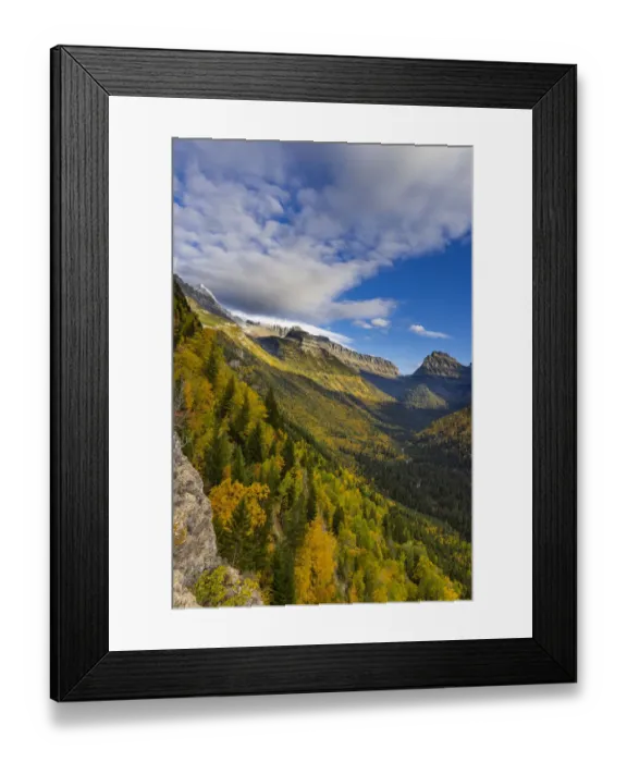 Framed Print : Looking down the McDonald Valley in autumn, Glacier National Park, Montana, USA Framed Print : Looking down the McDonald Valley in autumn, Glacier National Park, Montana, USA