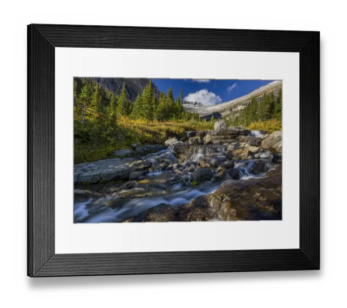 Framed Print : Lunch Creek with Pollock Mountain in Glacier National Park, Montana, USA