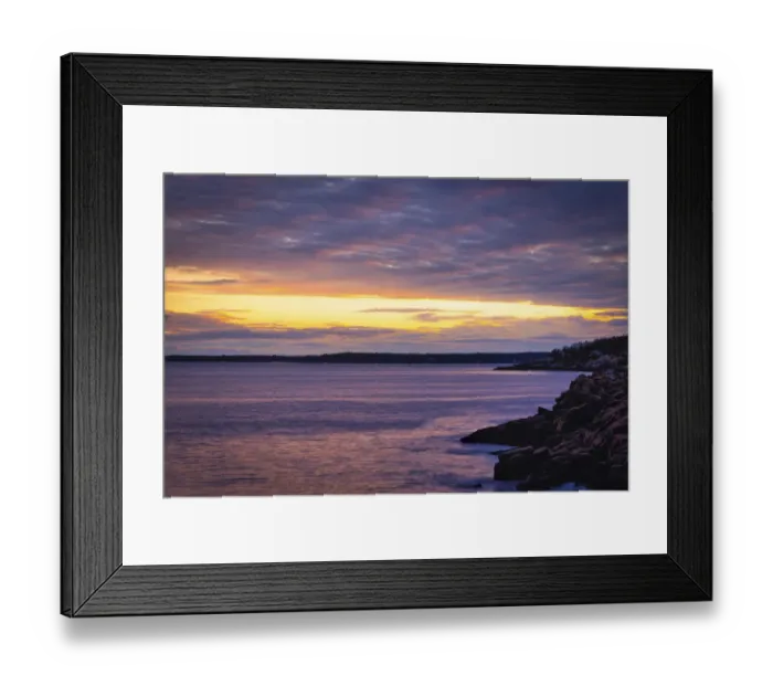 Framed Print : USA, Maine, Acadia National Park. Sunset on ocean coastline Framed Print : USA, Maine, Acadia National Park. Sunset on ocean coastline