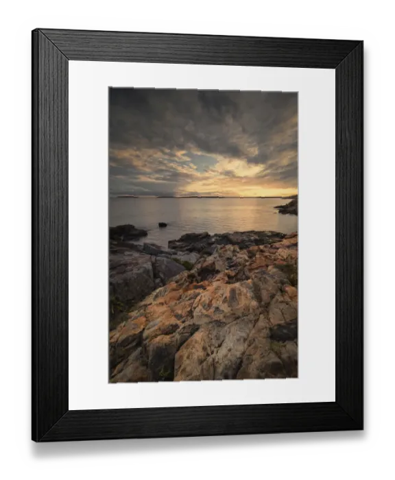 Framed Print : USA, Maine, Acadia National Park. Moody sunset on ocean coastline Framed Print : USA, Maine, Acadia National Park. Moody sunset on ocean coastline