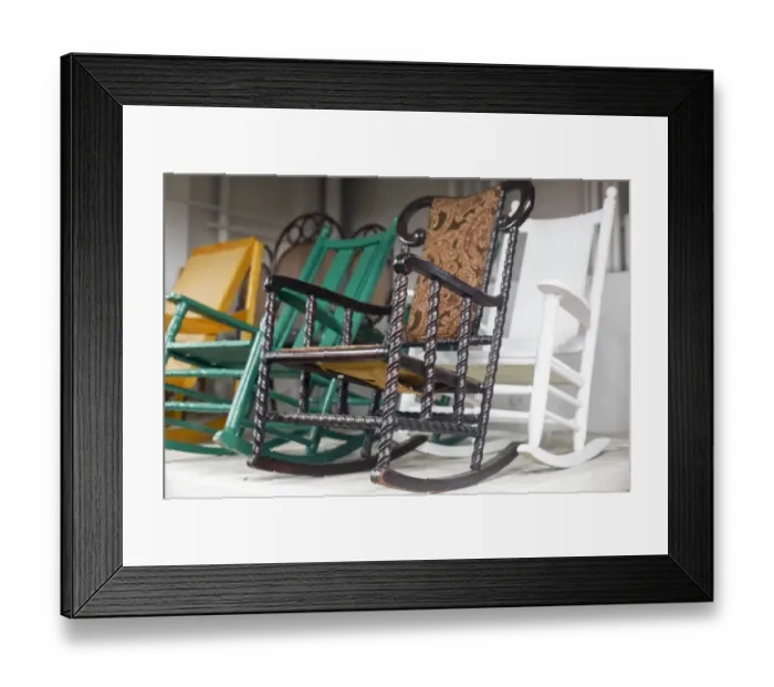 Framed Print : Vintage Rocking Chairs in New York City, New York, USA Framed Print : Vintage Rocking Chairs in New York City, New York, USA