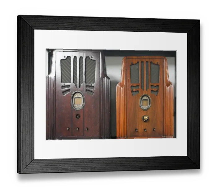 Framed Print : Antique radios