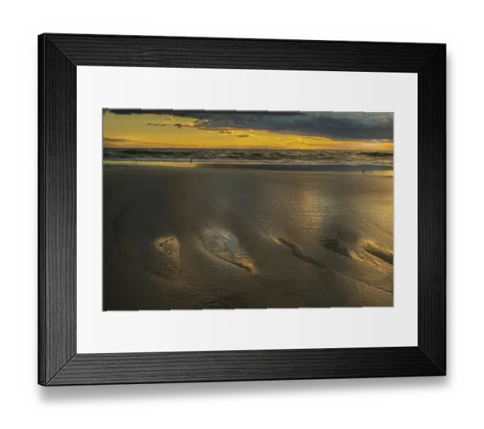 Framed Print : USA, New Jersey, Cape May National Seashore. Sunset on ocean and beach scenic