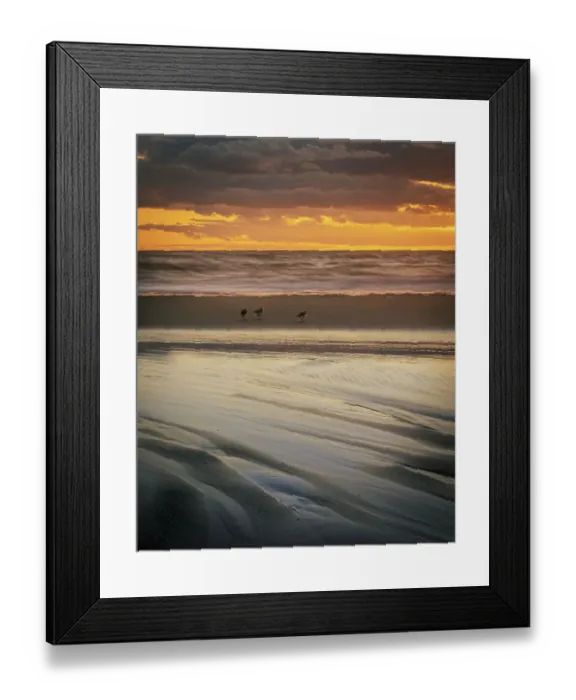 Framed Print : USA, New Jersey, Cape May National Seashore. Cloudy sunset on seashore