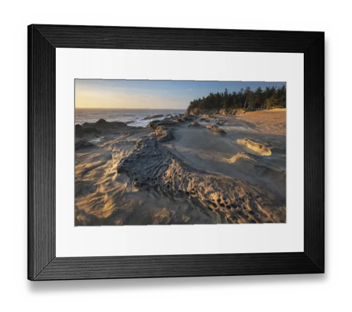 Framed Print : Eroded sandstone concretions and formations at Shore Acres State Park, Oregon Framed Print : Eroded sandstone concretions and formations at Shore Acres State Park, Oregon
