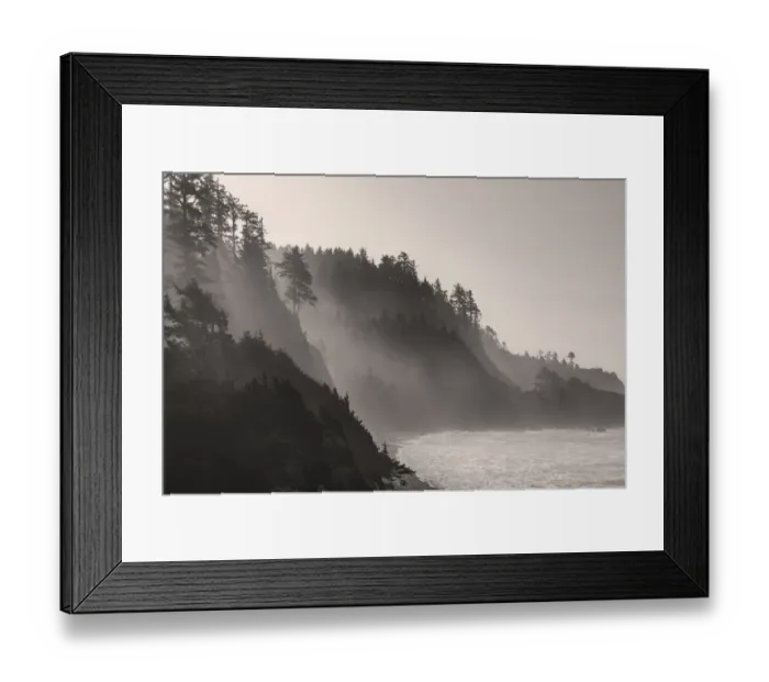 Framed Print : Sea mist rises along Indian Beach at Ecola State Park in Cannon Beach, Oregon, USA