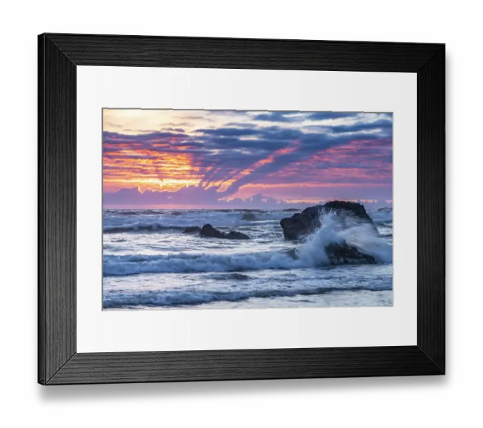 Framed Print : USA, Oregon, Bandon Beach. Pacific Ocean shoreline at sunset Framed Print : USA, Oregon, Bandon Beach. Pacific Ocean shoreline at sunset