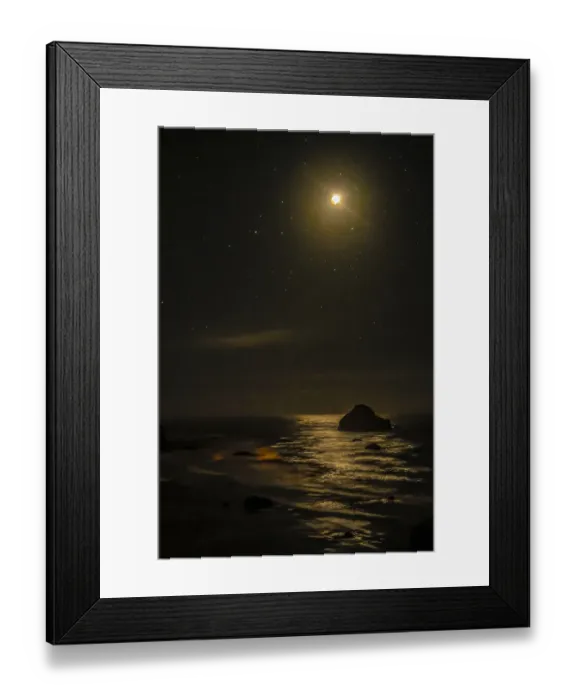 Framed Print : USA, Oregon, Bandon Beach. Lunar eclipse reflects on ocean shore at night Framed Print : USA, Oregon, Bandon Beach. Lunar eclipse reflects on ocean shore at night