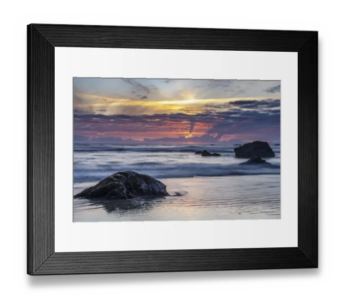 Framed Print : USA, Oregon, Bandon Beach. Pacific Ocean shoreline at sunset Framed Print : USA, Oregon, Bandon Beach. Pacific Ocean shoreline at sunset