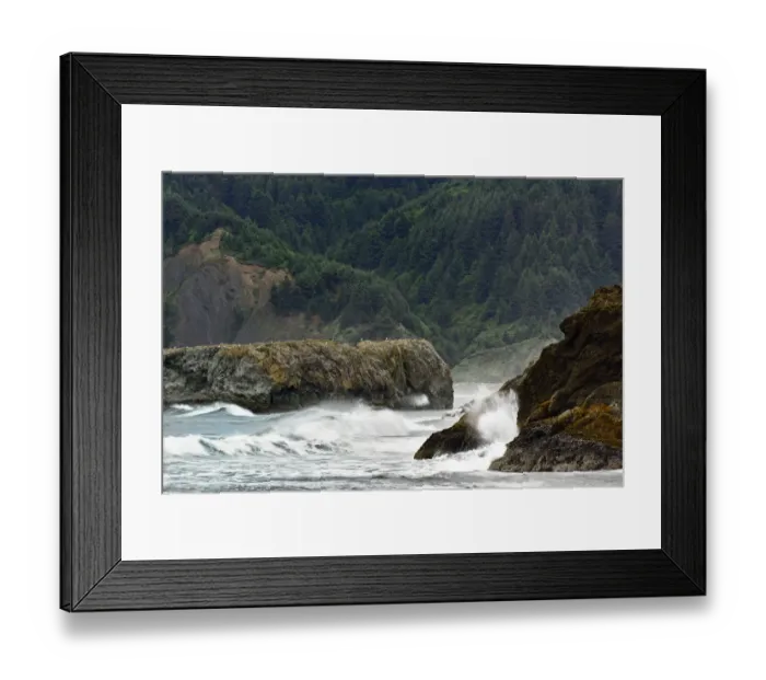 Framed Print : Surf among rocks, Samuel H. Boardman State Scenic Corridor, Oregon