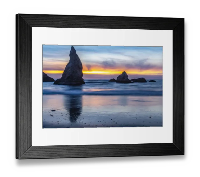 Framed Print : USA, Oregon, Bandon Beach. Pacific Ocean sea stacks at sunset Framed Print : USA, Oregon, Bandon Beach. Pacific Ocean sea stacks at sunset