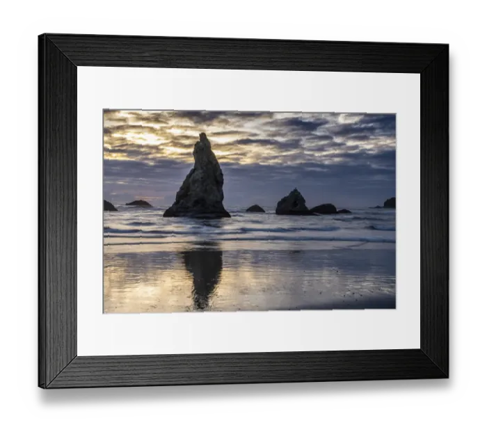Framed Print : USA, Oregon, Bandon Beach. Pacific Ocean sea stacks at sunset Framed Print : USA, Oregon, Bandon Beach. Pacific Ocean sea stacks at sunset