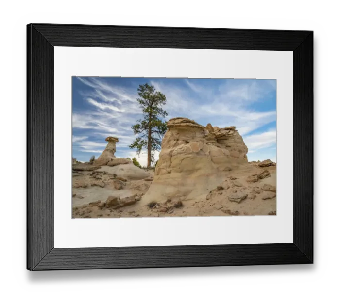 Framed Print : USA, New Mexico, Ojito Wilderness. Eroded desert rocks
