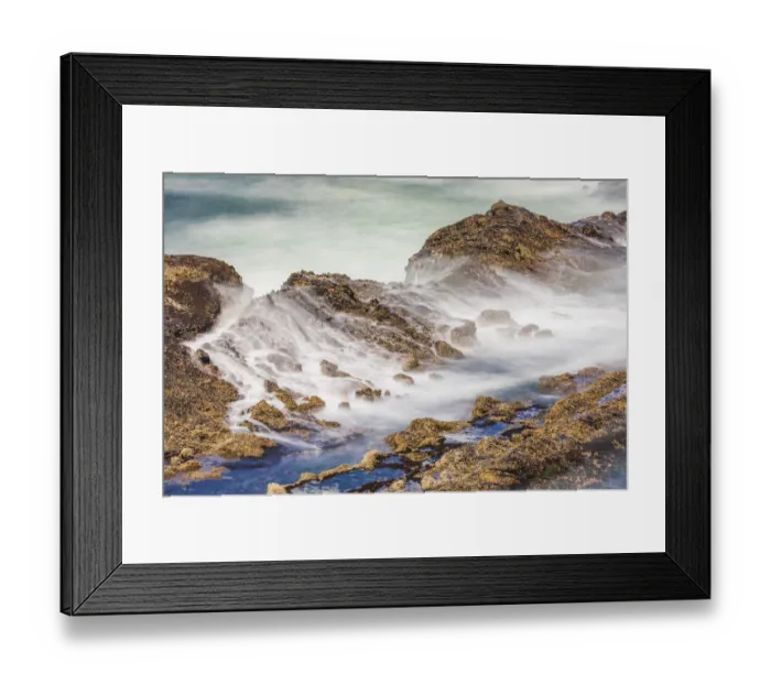 Framed Print : Shore Acres State Park, Oregon, USA. Blur of waves flowing over rocks Framed Print : Shore Acres State Park, Oregon, USA. Blur of waves flowing over rocks