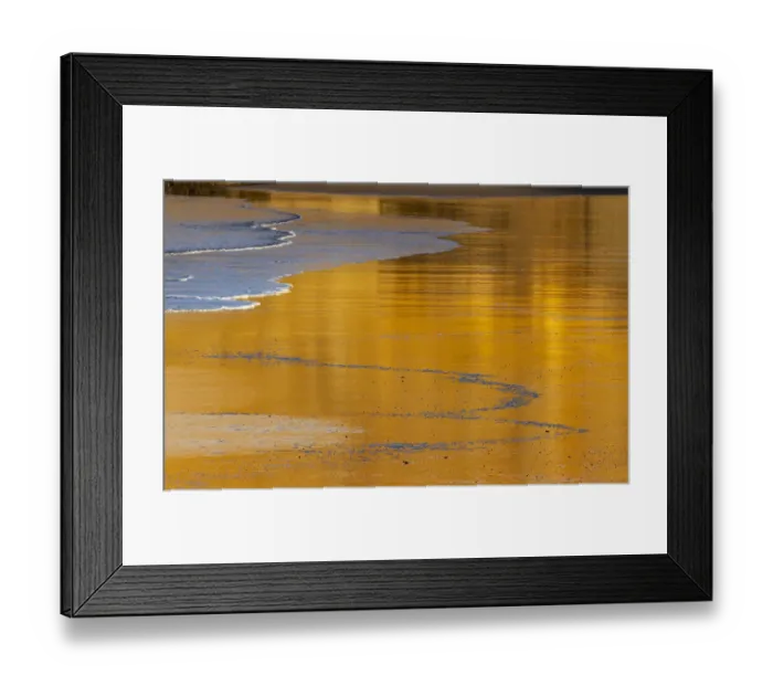Framed Print : Reflective wet sand at sunrise, Cape Kiwanda in Pacific City, Oregon, USA
