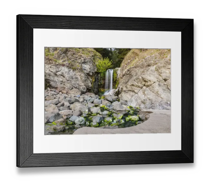 Framed Print : Secret Beach, Oregon, USA. Small creek flowing onto Secret Beach Framed Print : Secret Beach, Oregon, USA. Small creek flowing onto Secret Beach