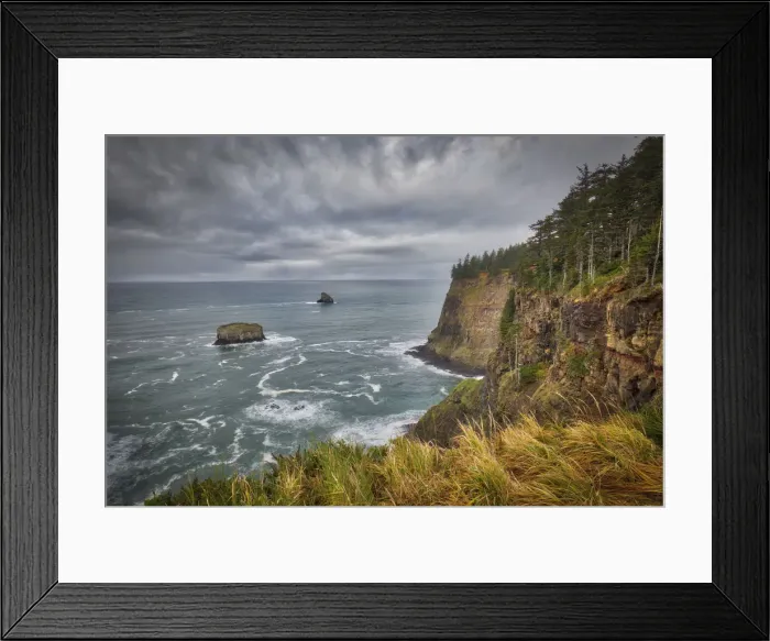 Framed Print : USA, Oregon, Cape Meares National Wildlife Refuge. The Pacific Ocean from the Cape Meares Scenic Viewpoint near Tillamook