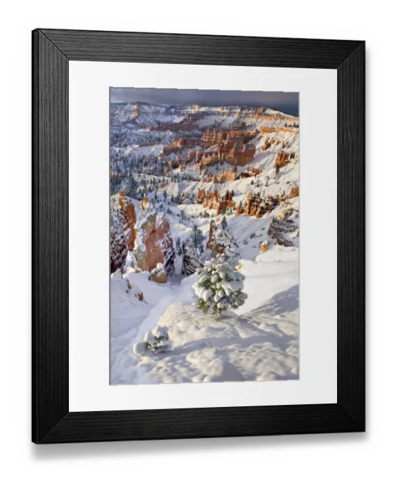 Framed Print : USA, Utah, Bryce Canyon National Park. Winter sunrise on snow-covered landscape Framed Print : USA, Utah, Bryce Canyon National Park. Winter sunrise on snow-covered landscape