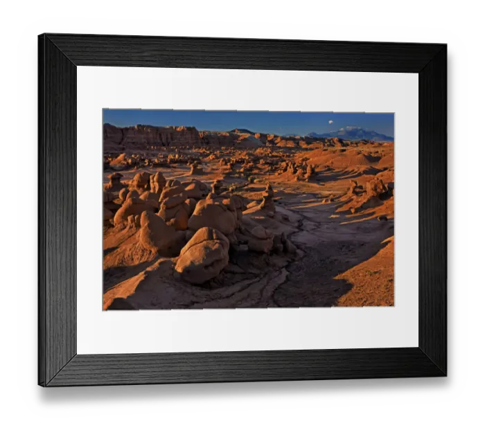 Framed Print : USA, Utah, Goblin Valley State Park. Sunrise on eroded sandstone formations