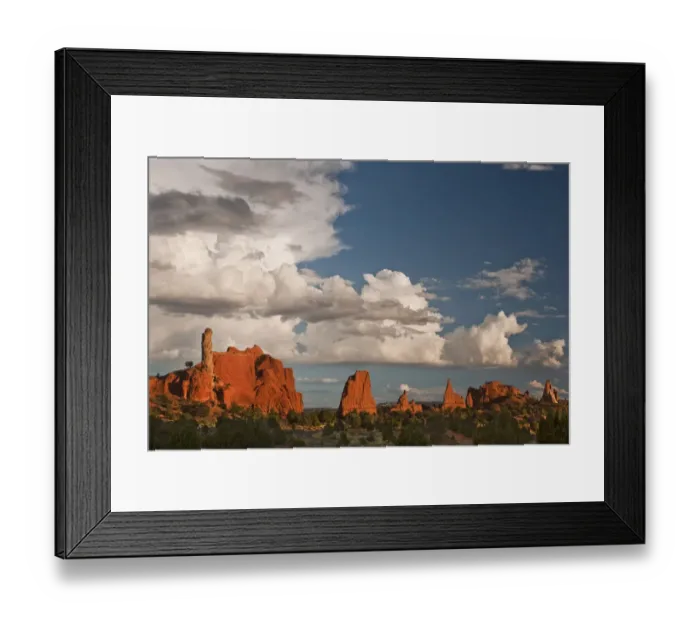Framed Print : USA, Utah, Kodachrome Basin State Park. Red sandstone formations and clearing thunderstorm