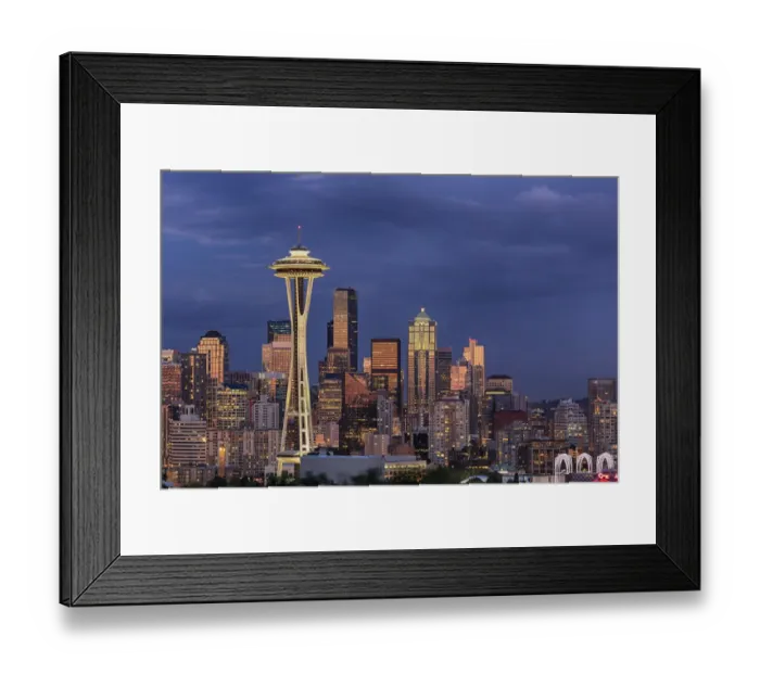 Framed Print : Seattle skyline at dusk, Seattle, Washington State Framed Print : Seattle skyline at dusk, Seattle, Washington State