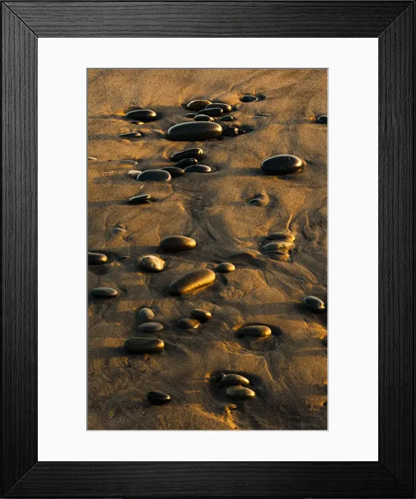 Framed Print : Pattern of smooth round stones on beach at sunset, Olympic National Park, Washington State Framed Print : Pattern of smooth round stones on beach at sunset, Olympic National Park, Washington State