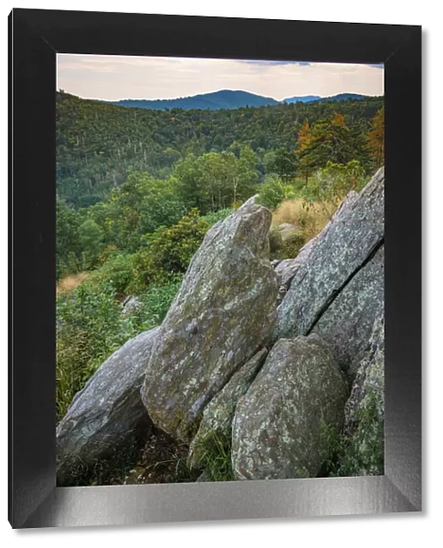 Vista with boulders, Shenandoah, Blue Ridge Parkway, Smoky Mountains, USA