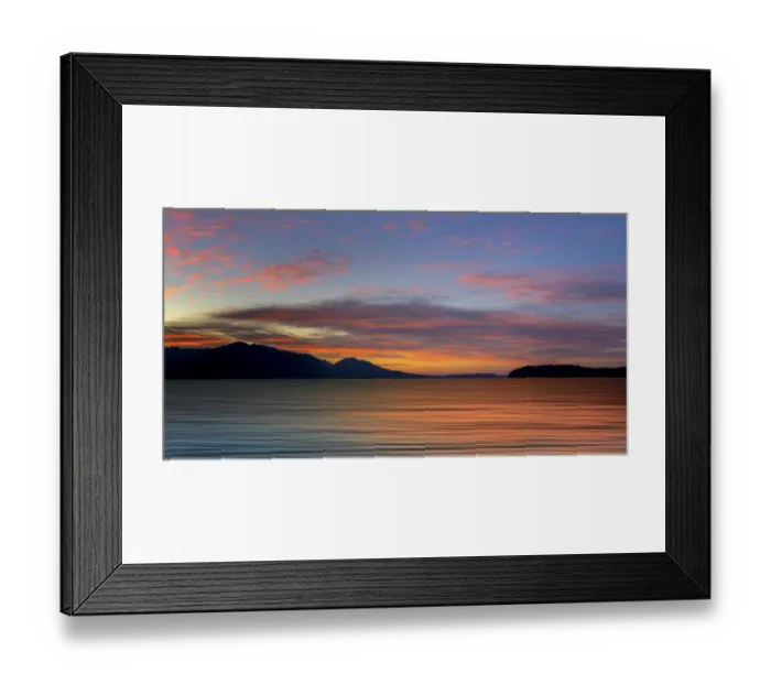 Framed Print : USA, Washington State, Seabeck. Composite panoramic sunset over Hood Canal Framed Print : USA, Washington State, Seabeck. Composite panoramic sunset over Hood Canal