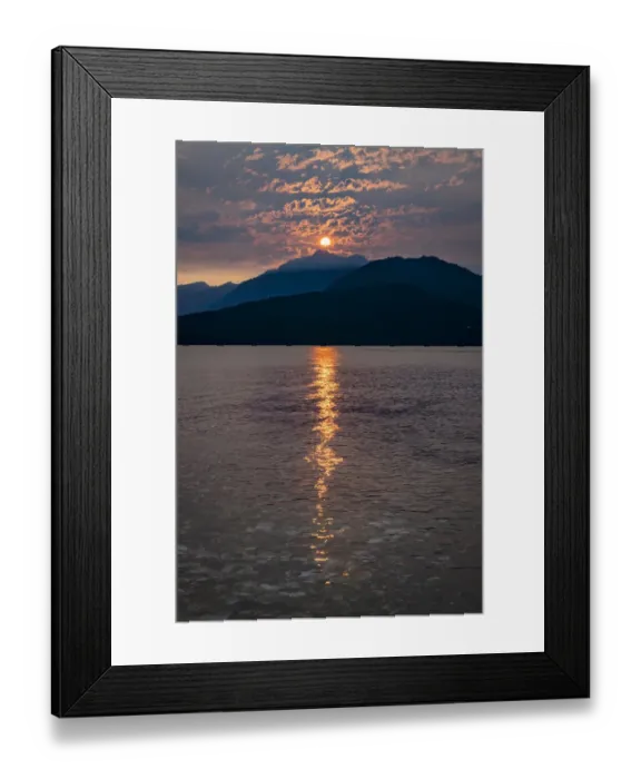 Framed Print : USA, Washington State, Seabeck. Smoky sunset over Hood Canal and Olympic Mountains Framed Print : USA, Washington State, Seabeck. Smoky sunset over Hood Canal and Olympic Mountains