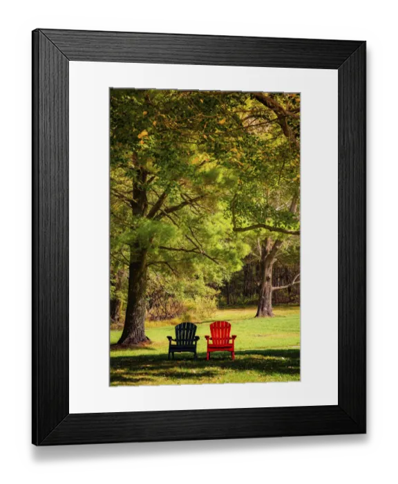 Framed Print : Colorful chairs on the banks of the lake, Peaks Of Otter, Blue Ridge Parkway, Smoky Mountains, USA Framed Print : Colorful chairs on the banks of the lake, Peaks Of Otter, Blue Ridge Parkway, Smoky Mountains, USA