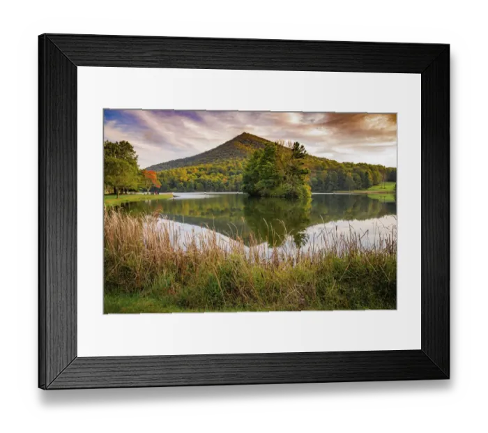 Framed Print : Lake reflections, Peaks Of Otter, Blue Ridge Parkway, Smoky Mountains, USA Framed Print : Lake reflections, Peaks Of Otter, Blue Ridge Parkway, Smoky Mountains, USA