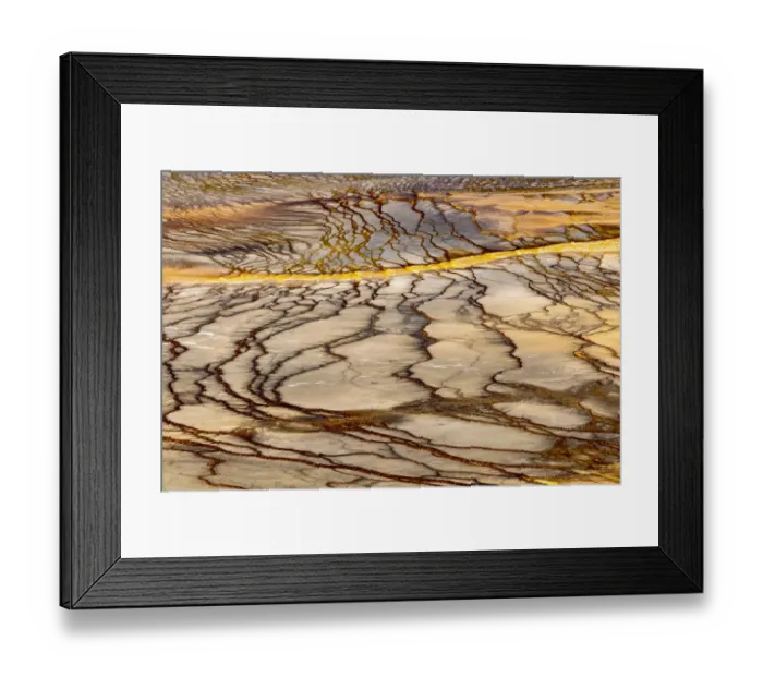 Framed Print : Elevated view of patterns in bacterial mat around Grand Prismatic spring, Midway Geyser Basin, Yellowstone National Park, Wyoming