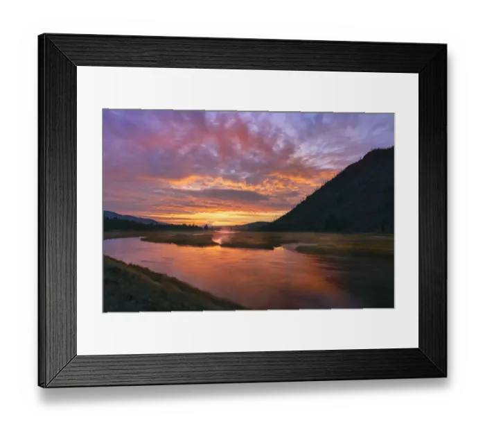 Framed Print : Madison River at sunrise, Yellowstone National Park, Wyoming