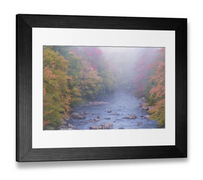 Framed Print : USA, West Virginia, Davis. Foggy stream in Blackwater State Park Framed Print : USA, West Virginia, Davis. Foggy stream in Blackwater State Park
