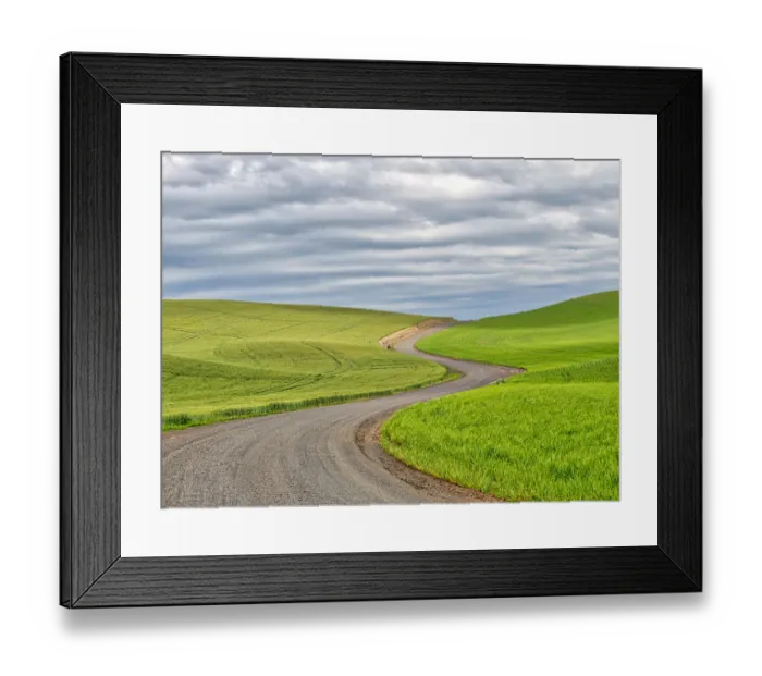 Framed Print : USA, Washington State, Palouse. Backcountry road leading through winter and spring wheat fields Framed Print : USA, Washington State, Palouse. Backcountry road leading through winter and spring wheat fields
