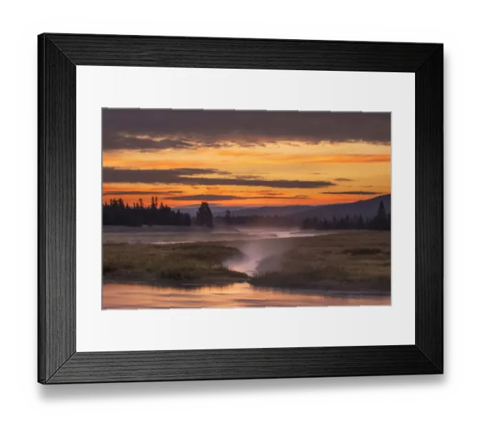 Framed Print : Madison River at sunrise, Yellowstone National Park, Wyoming