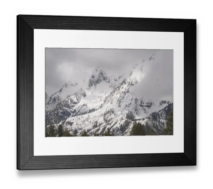 Framed Print : USA, Wyoming, Grand Teton National Park. Clouds over mountains during spring snowstorm Framed Print : USA, Wyoming, Grand Teton National Park. Clouds over mountains during spring snowstorm