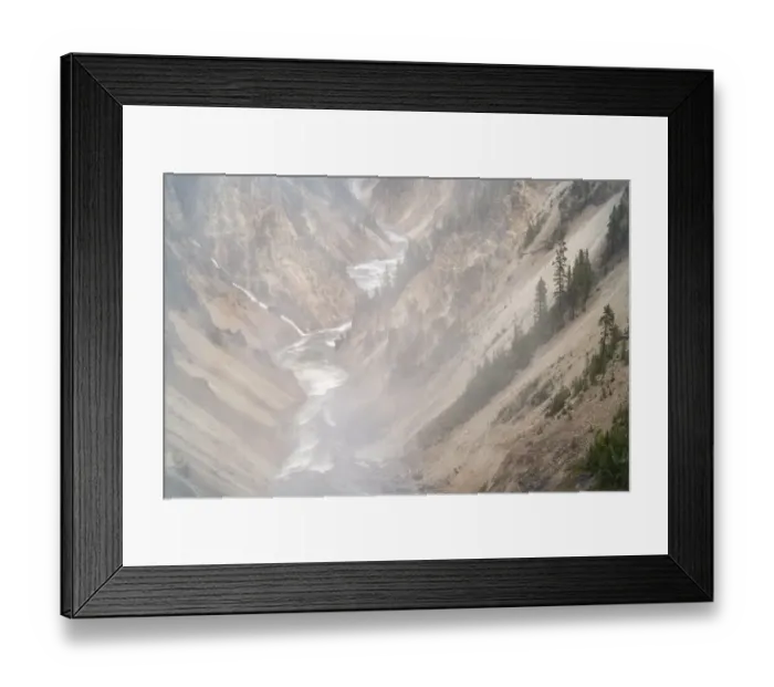 Framed Print : USA, Wyoming, Yellowstone National Park. Misty Grand Canyon of the Yellowstone below Lower Yellowstone Falls