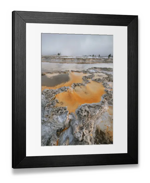 Framed Print : Colorful travertine formations at Great Fountain Geyser, Yellowstone National Park