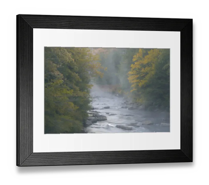 Framed Print : USA, West Virginia, Davis. Foggy stream in Blackwater State Park Framed Print : USA, West Virginia, Davis. Foggy stream in Blackwater State Park
